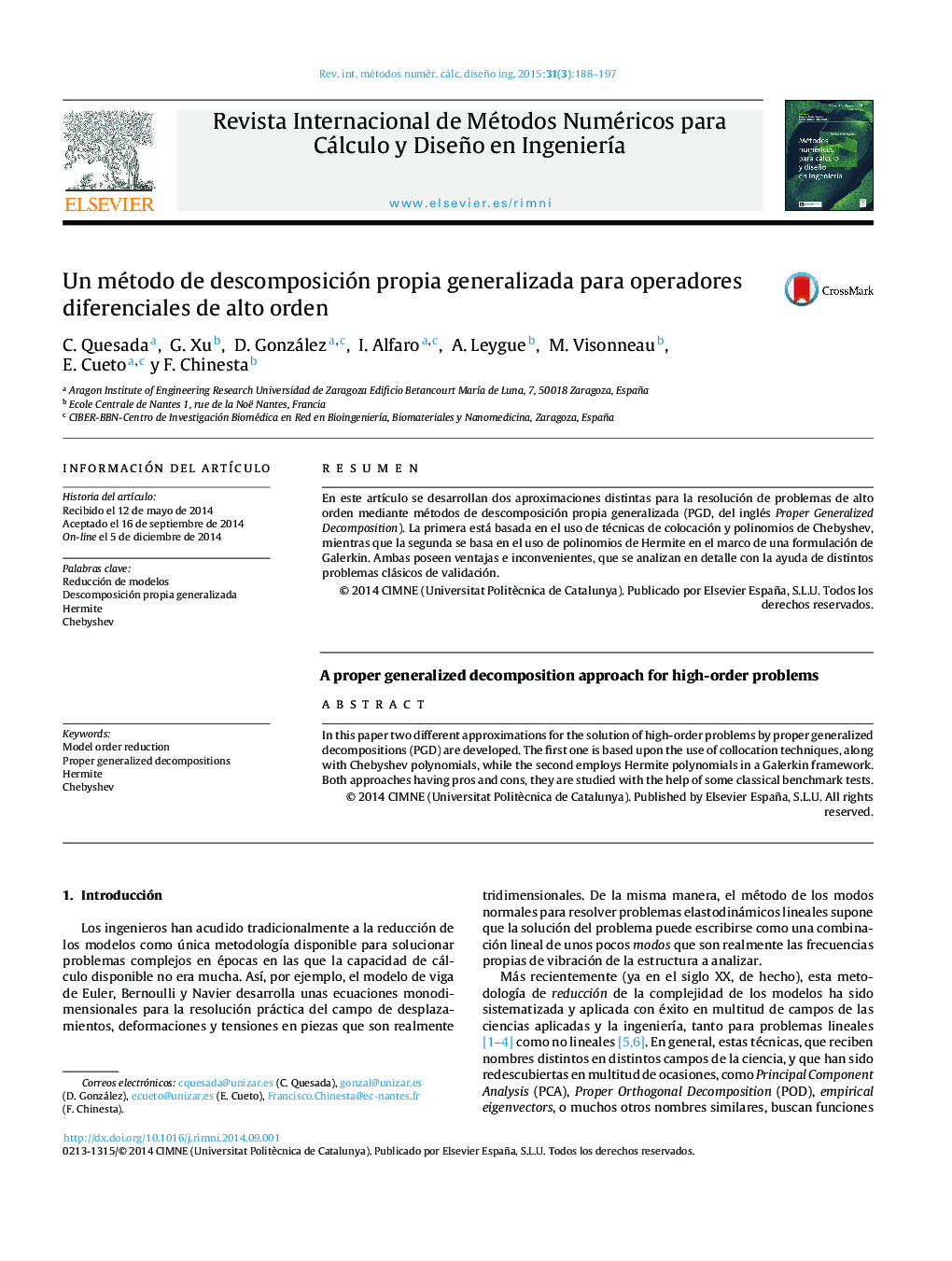 Un método de descomposición propia generalizada para operadores diferenciales de alto orden