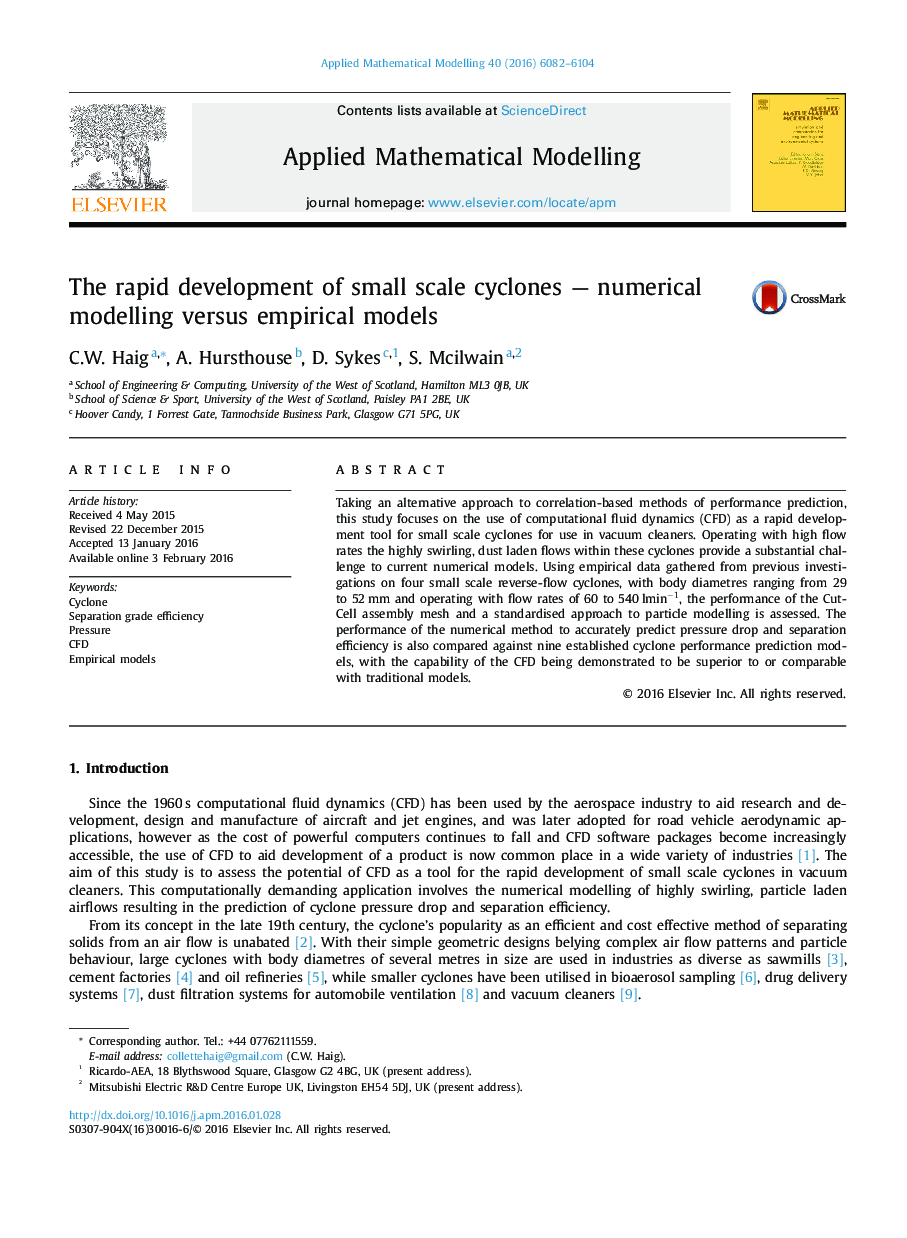 The rapid development of small scale cyclones — numerical modelling versus empirical models