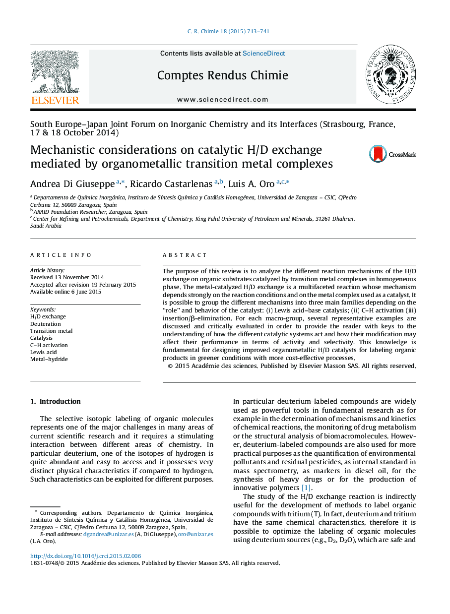 Mechanistic considerations on catalytic H/D exchange mediated by organometallic transition metal complexes