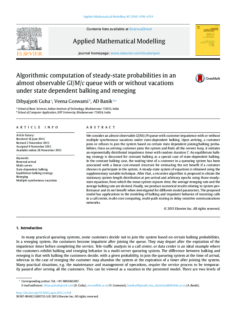 Algorithmic computation of steady-state probabilities in an almost observable GI/M/c queue with or without vacations under state dependent balking and reneging