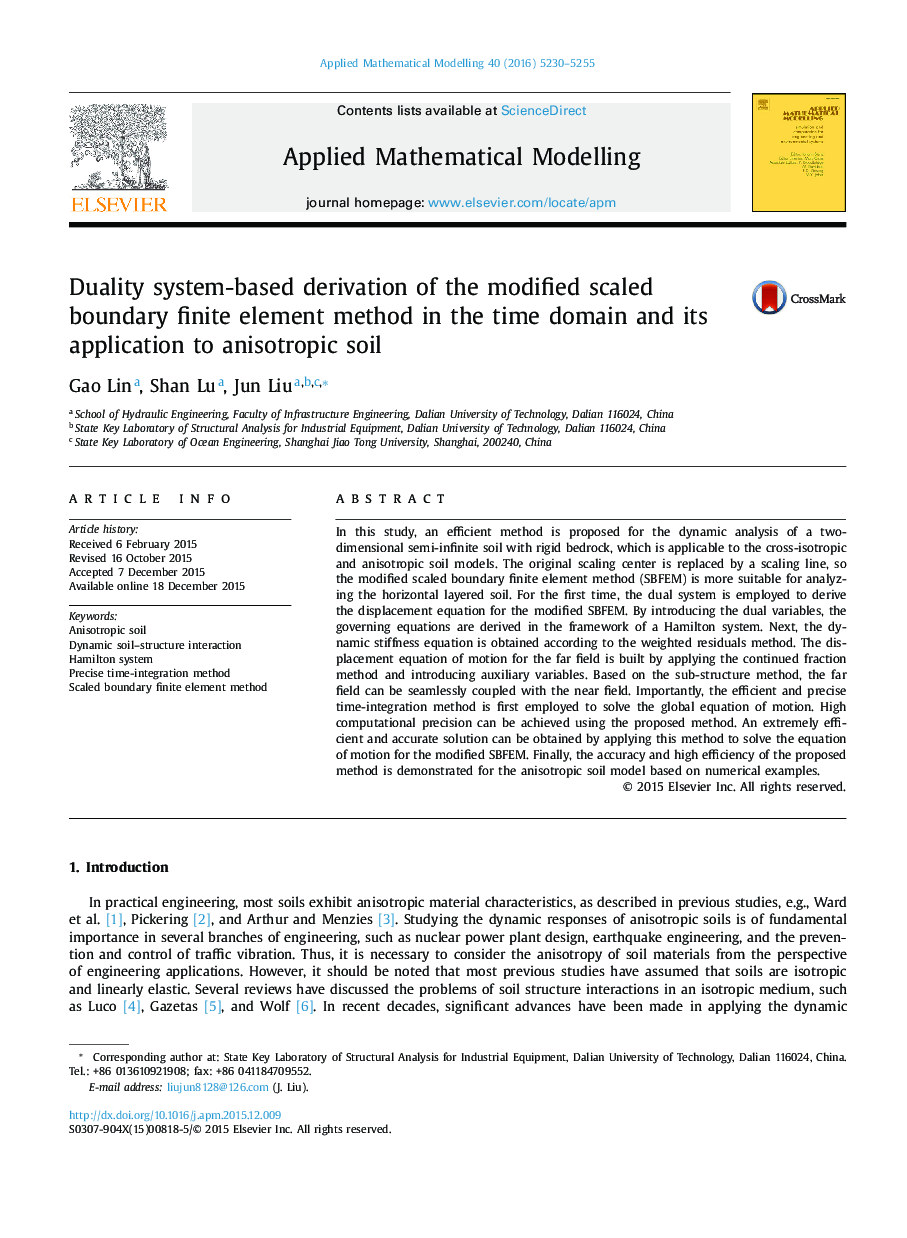 Duality system-based derivation of the modified scaled boundary finite element method in the time domain and its application to anisotropic soil