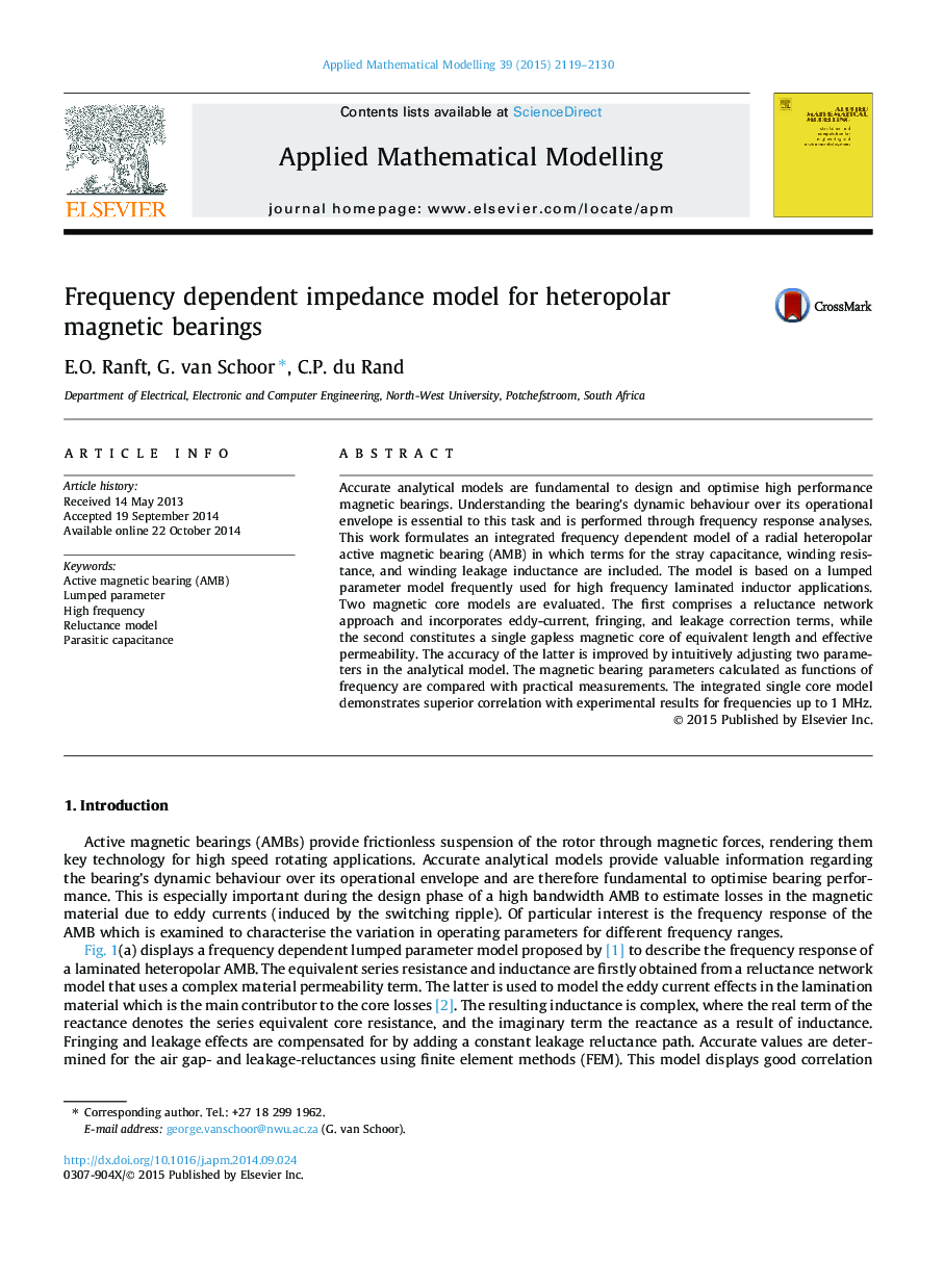 Frequency dependent impedance model for heteropolar magnetic bearings