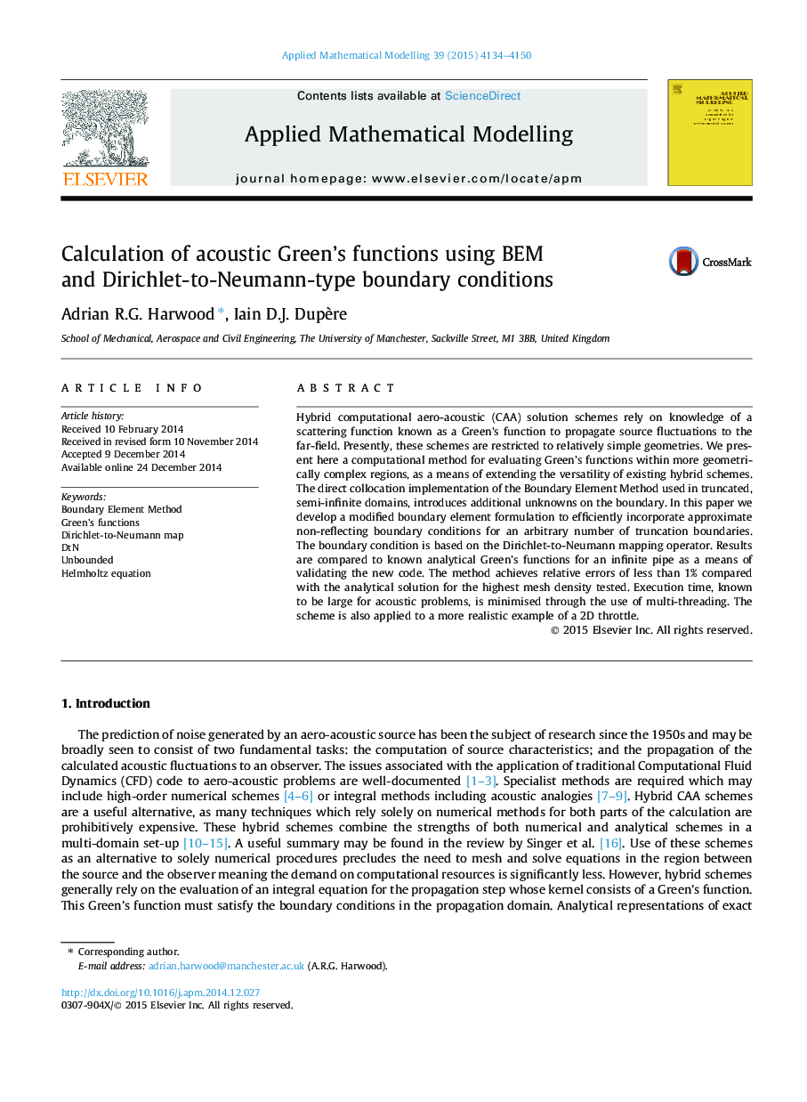 Calculation of acoustic Green’s functions using BEM and Dirichlet-to-Neumann-type boundary conditions