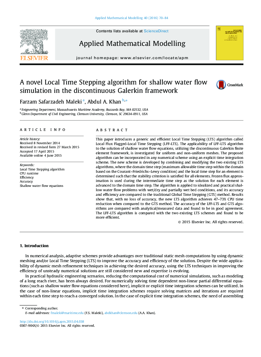 A novel Local Time Stepping algorithm for shallow water flow simulation in the discontinuous Galerkin framework