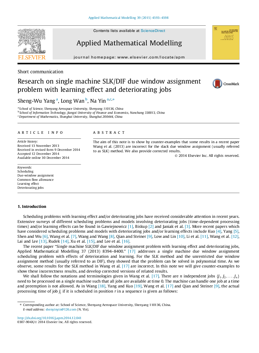 Research on single machine SLK/DIF due window assignment problem with learning effect and deteriorating jobs