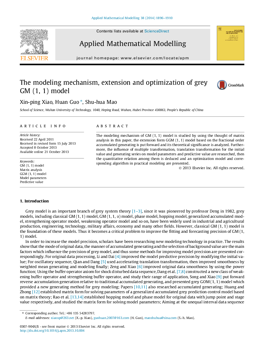 The modeling mechanism, extension and optimization of grey GM (1, 1) model