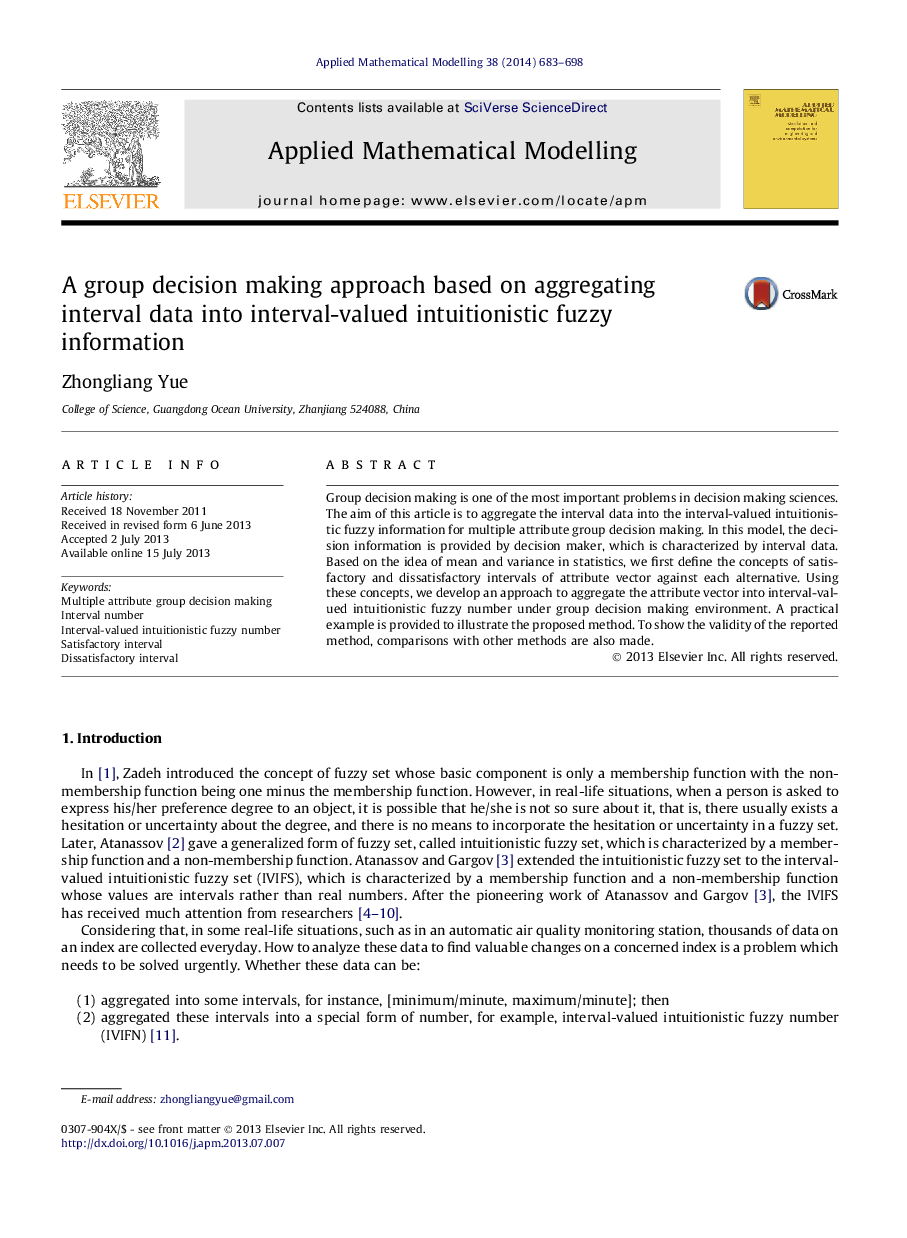 A group decision making approach based on aggregating interval data into interval-valued intuitionistic fuzzy information