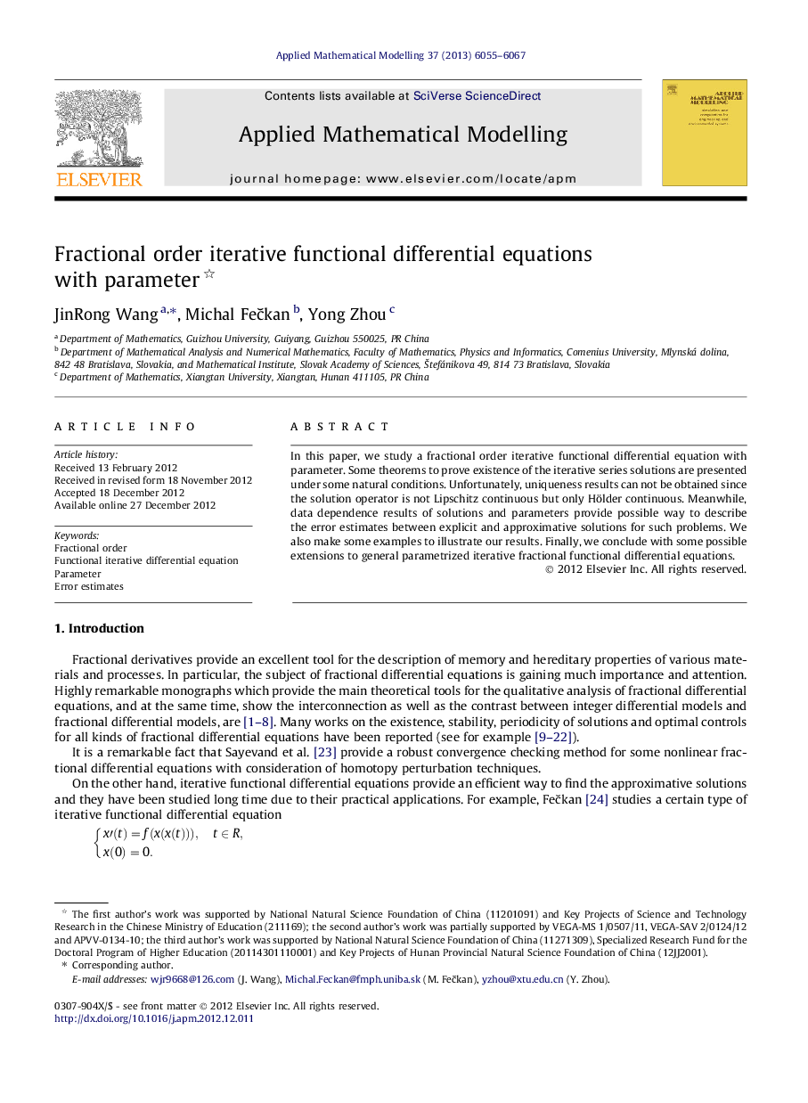 Fractional order iterative functional differential equations with parameter 