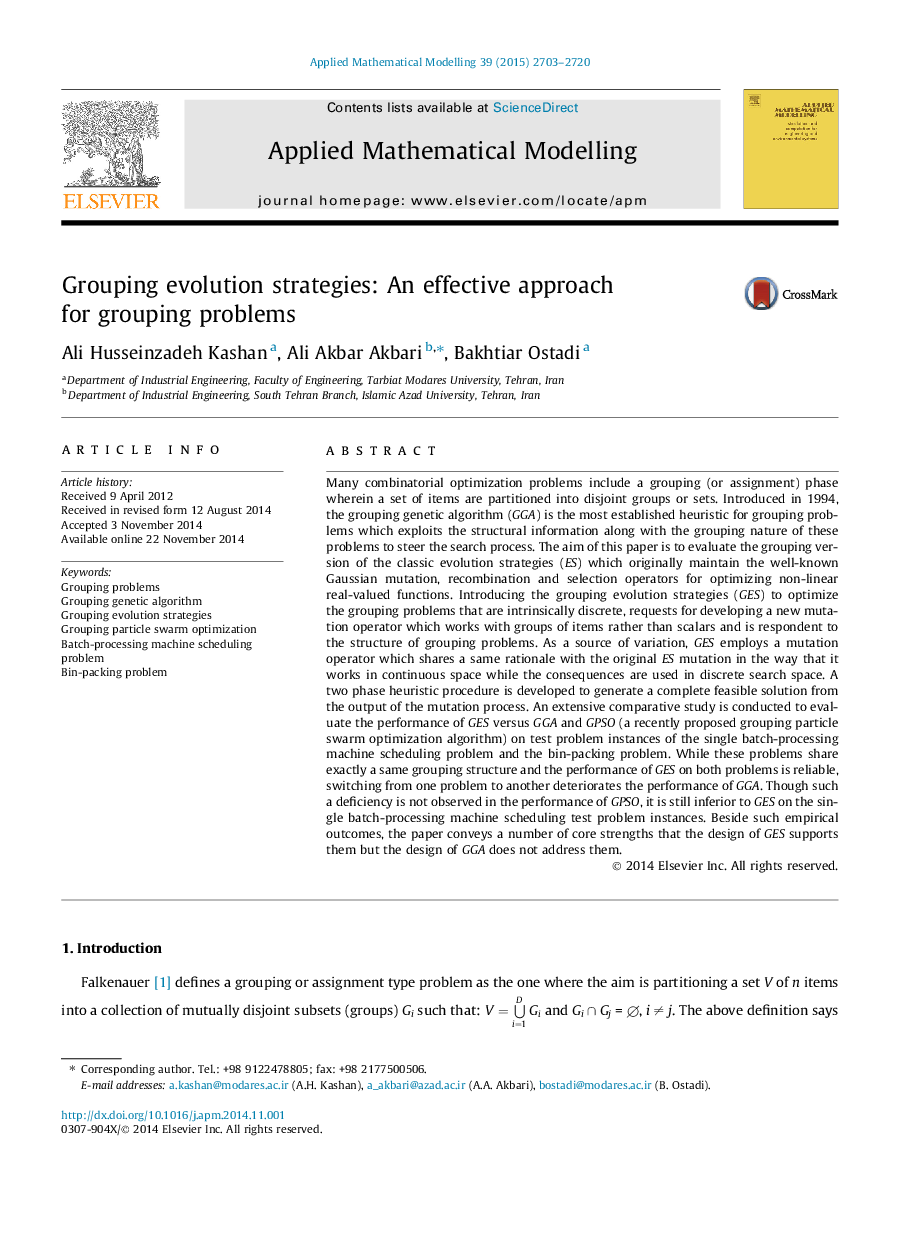 Grouping evolution strategies: An effective approach for grouping problems