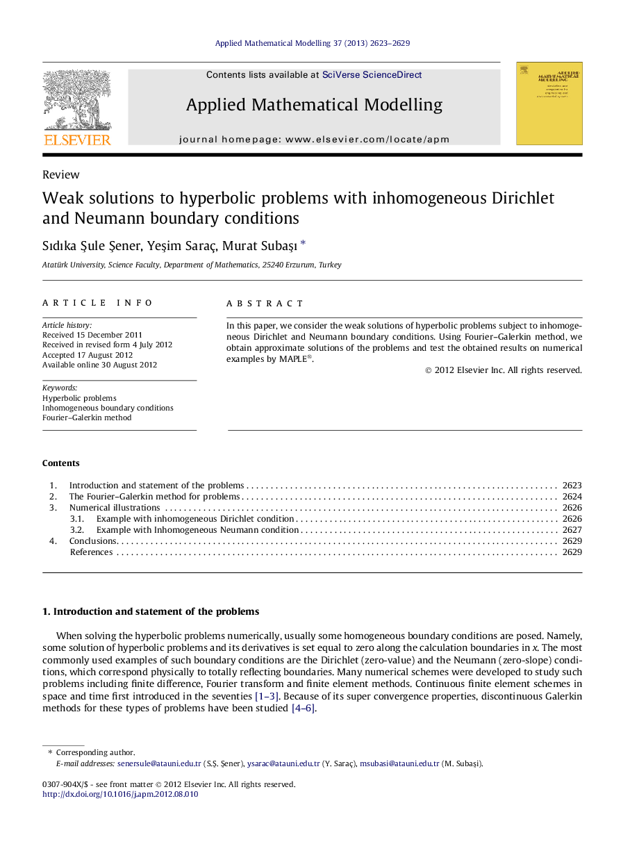 Weak solutions to hyperbolic problems with inhomogeneous Dirichlet and Neumann boundary conditions