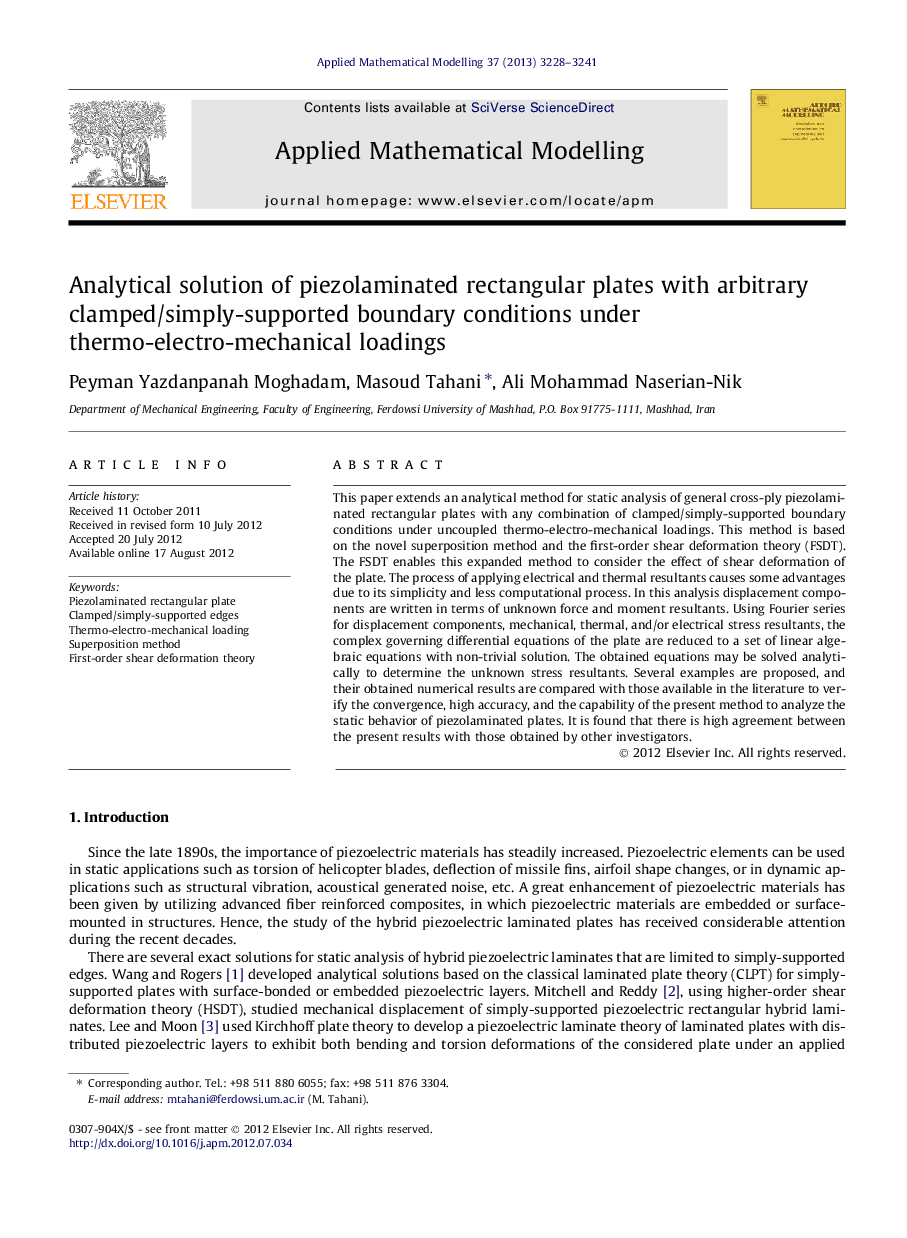 Analytical solution of piezolaminated rectangular plates with arbitrary clamped/simply-supported boundary conditions under thermo-electro-mechanical loadings