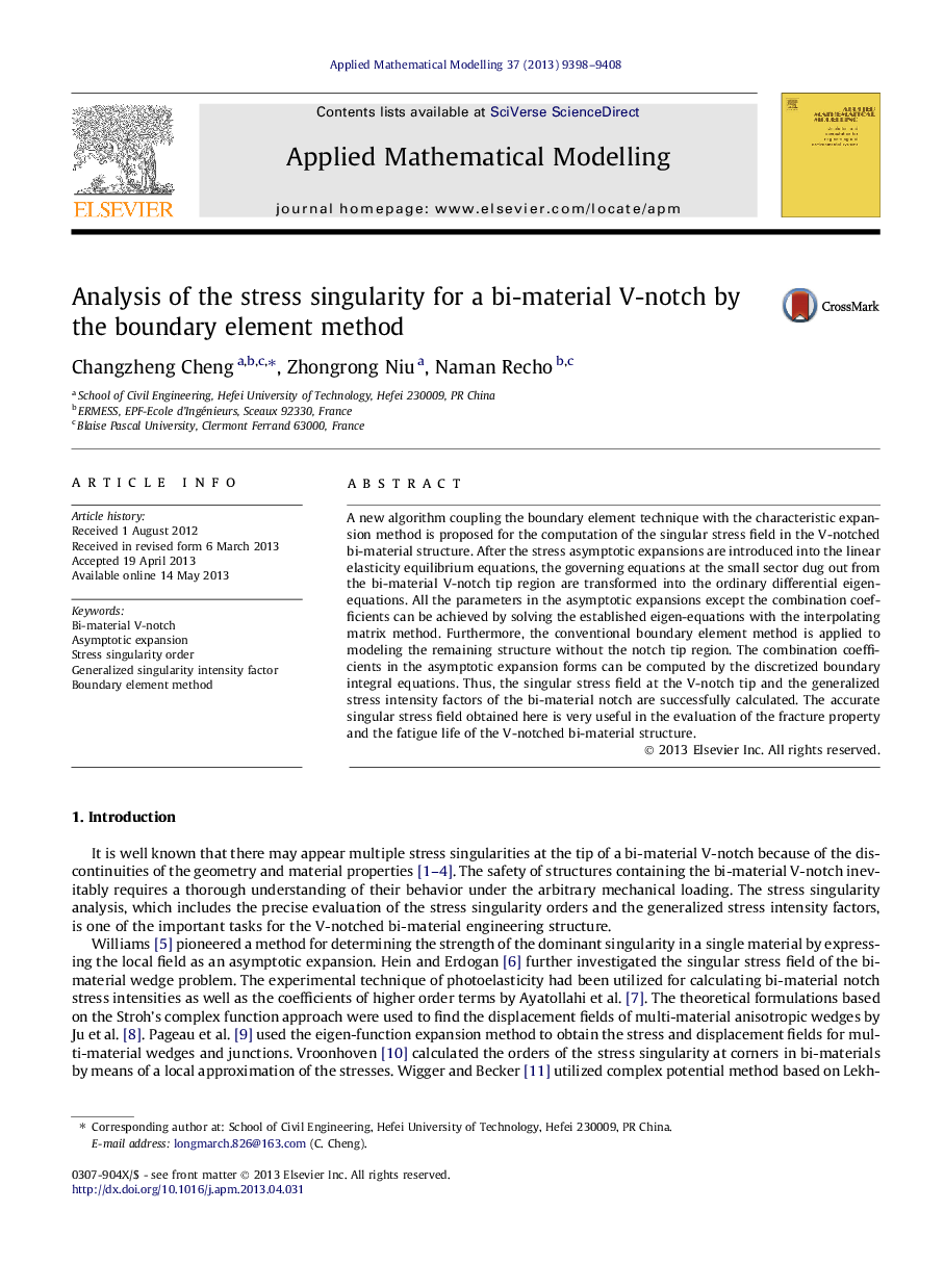 Analysis of the stress singularity for a bi-material V-notch by the boundary element method