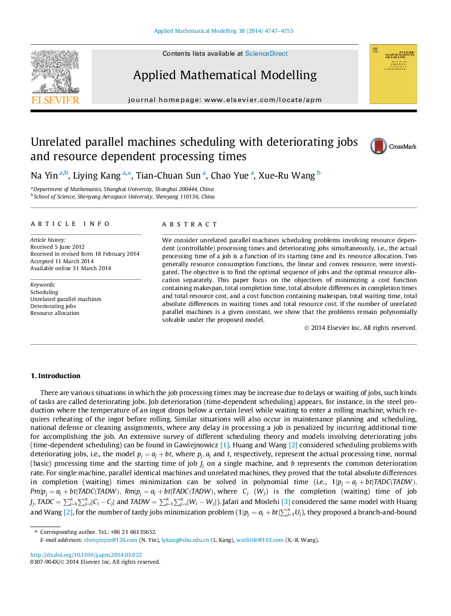 Unrelated parallel machines scheduling with deteriorating jobs and resource dependent processing times