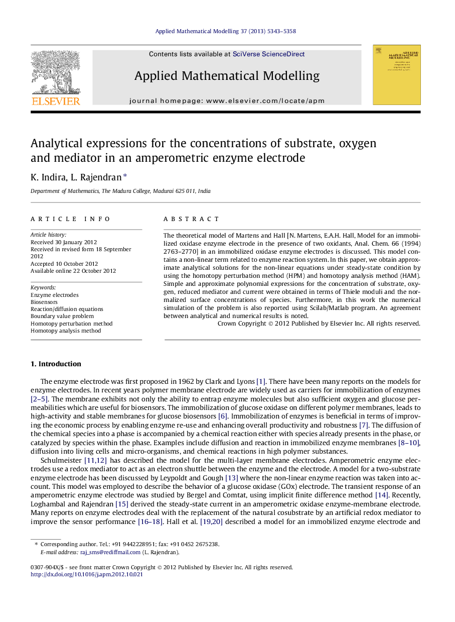 Analytical expressions for the concentrations of substrate, oxygen and mediator in an amperometric enzyme electrode