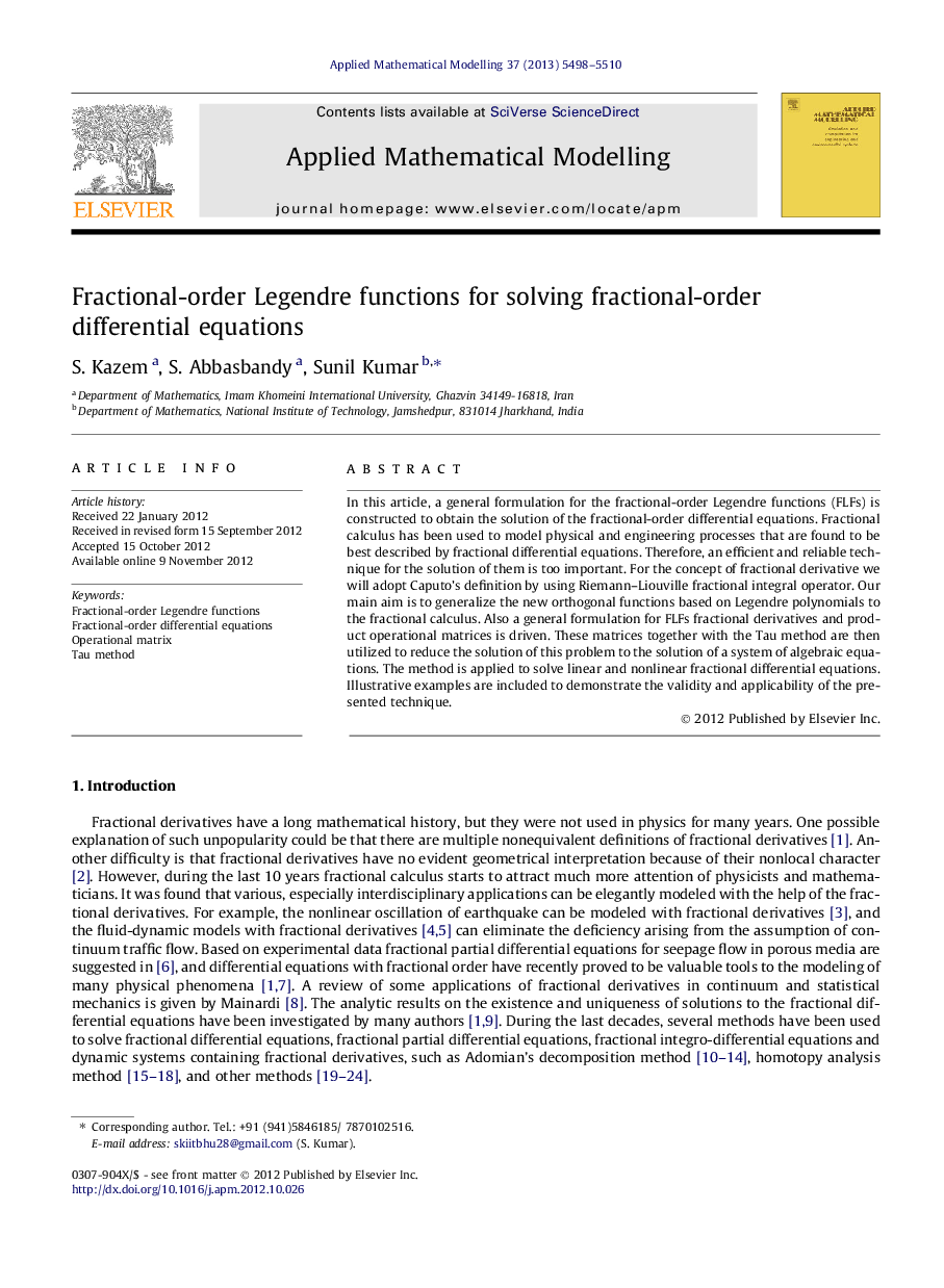 Fractional-order Legendre functions for solving fractional-order differential equations