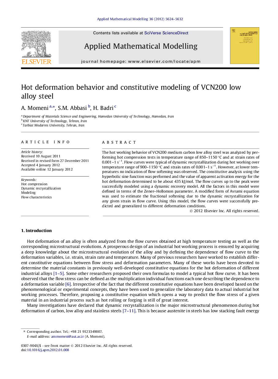 Hot deformation behavior and constitutive modeling of VCN200 low alloy steel