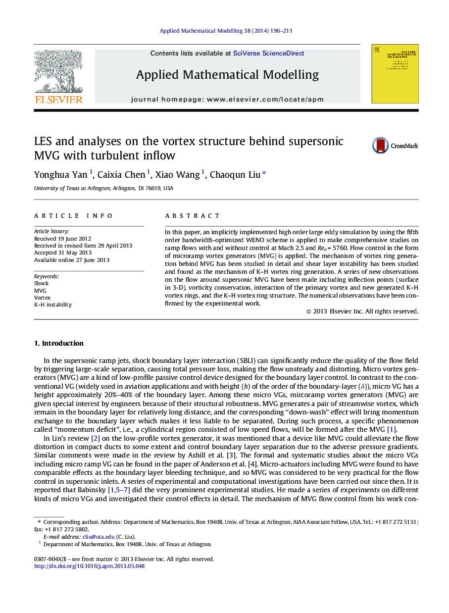 LES and analyses on the vortex structure behind supersonic MVG with turbulent inflow