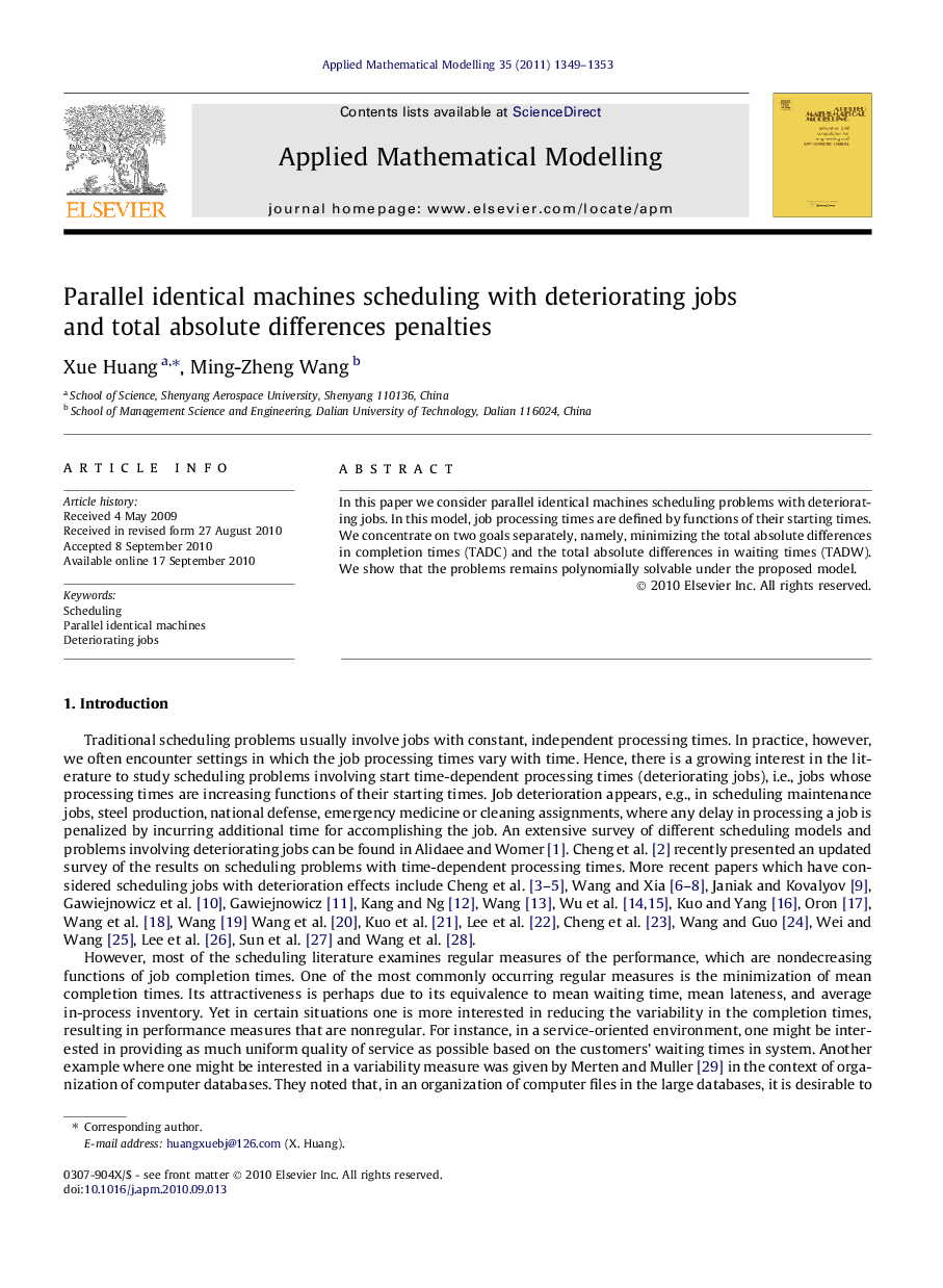 Parallel identical machines scheduling with deteriorating jobs and total absolute differences penalties