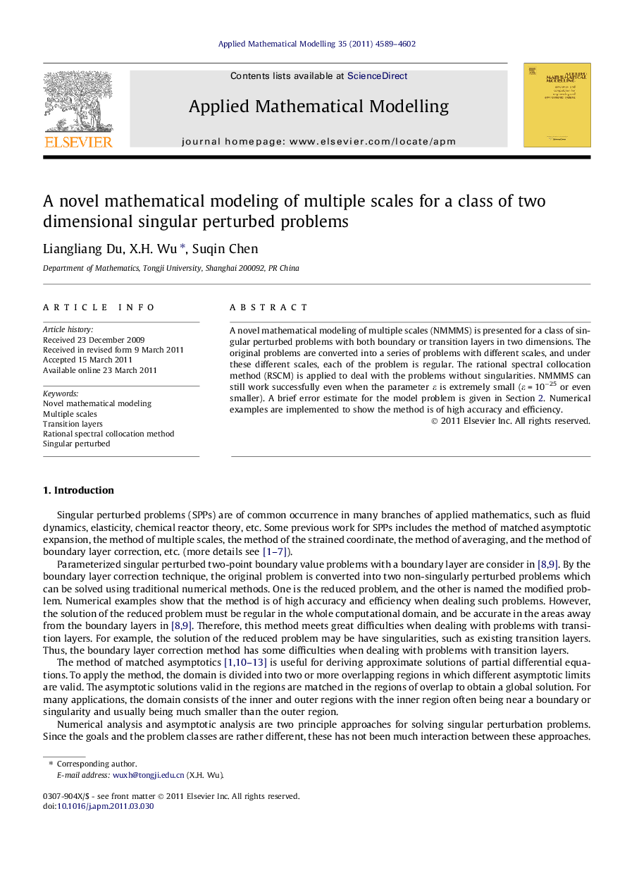 A novel mathematical modeling of multiple scales for a class of two dimensional singular perturbed problems