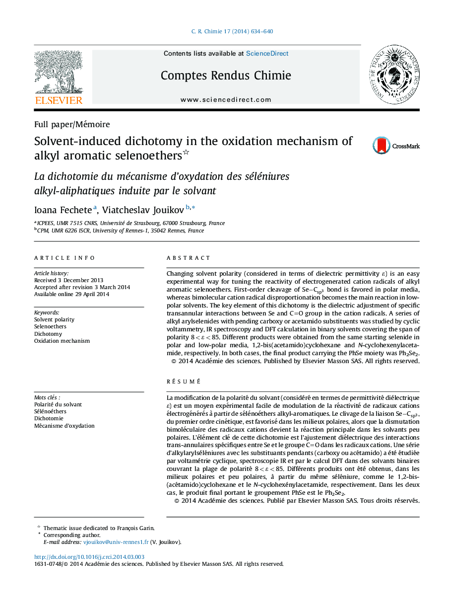 Solvent-induced dichotomy in the oxidation mechanism of alkyl aromatic selenoethers 