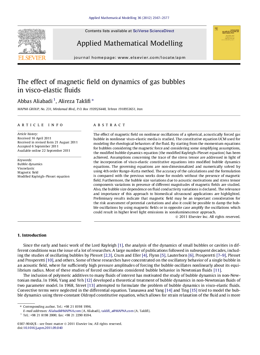 The effect of magnetic field on dynamics of gas bubbles in visco-elastic fluids