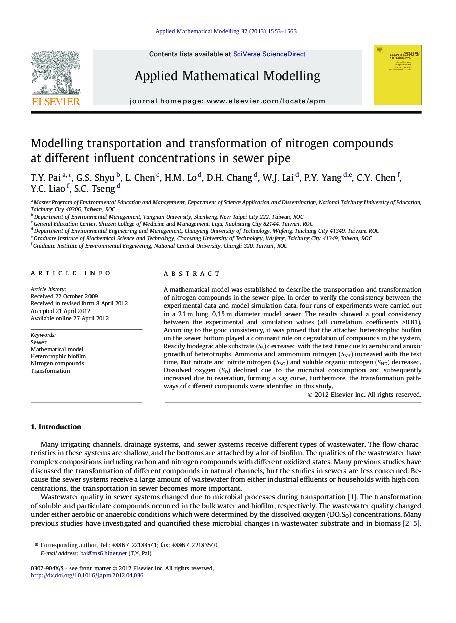 Modelling transportation and transformation of nitrogen compounds at different influent concentrations in sewer pipe