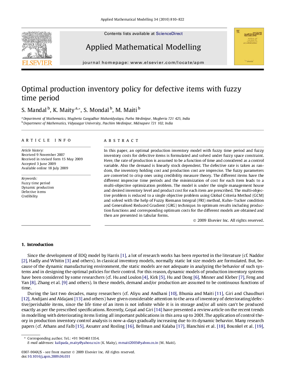 Optimal production inventory policy for defective items with fuzzy time period