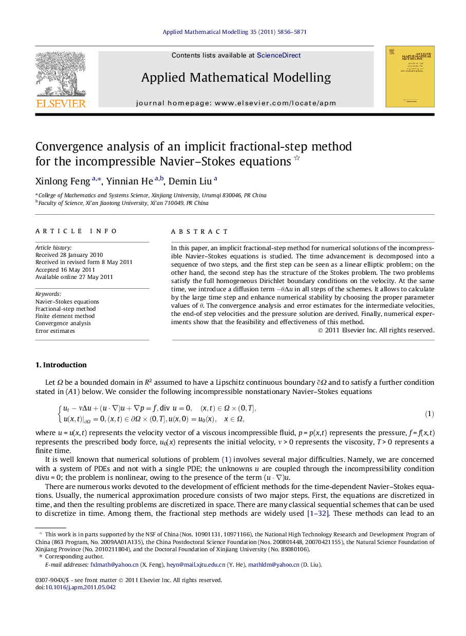 Convergence analysis of an implicit fractional-step method for the incompressible Navier–Stokes equations 