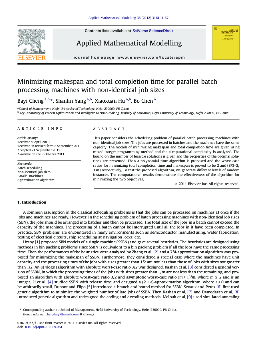 Minimizing makespan and total completion time for parallel batch processing machines with non-identical job sizes