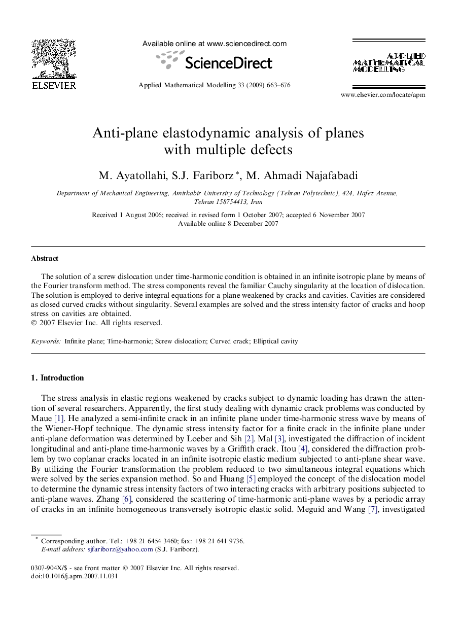 Anti-plane elastodynamic analysis of planes with multiple defects