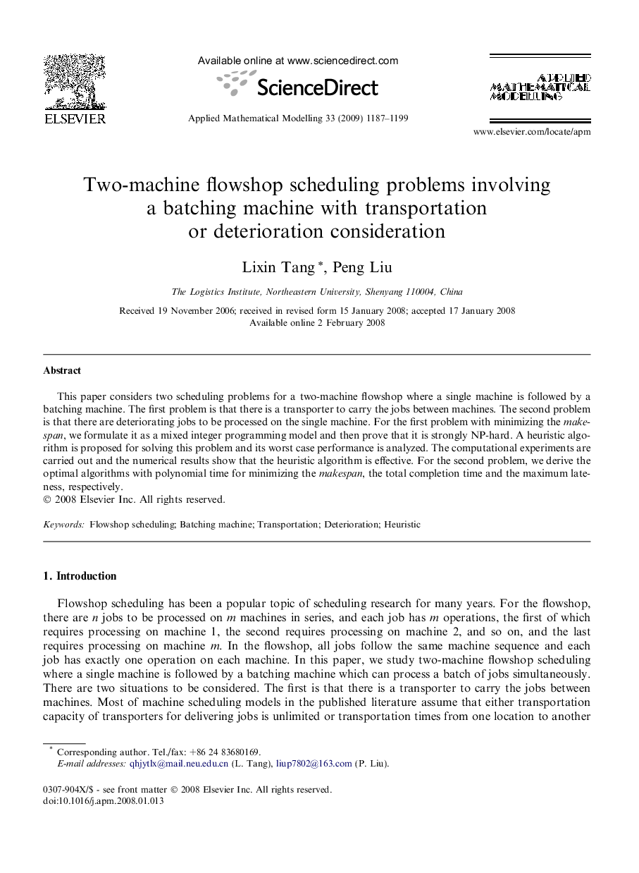 Two-machine flowshop scheduling problems involving a batching machine with transportation or deterioration consideration