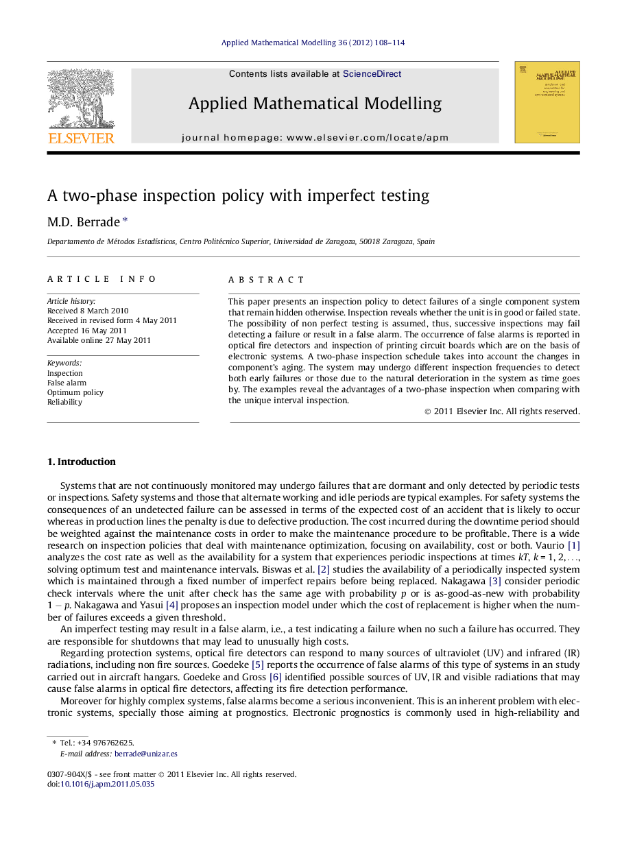 A two-phase inspection policy with imperfect testing