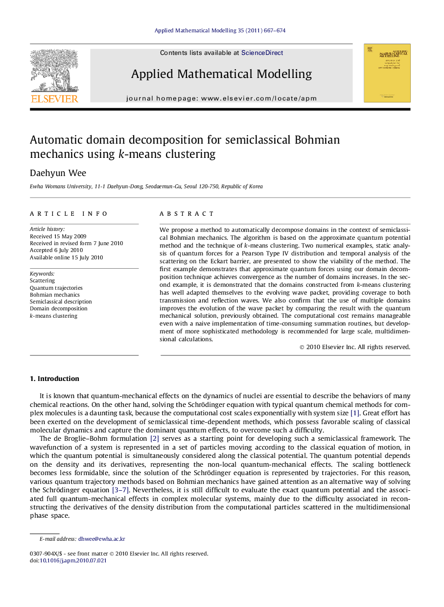 Automatic domain decomposition for semiclassical Bohmian mechanics using k-means clustering