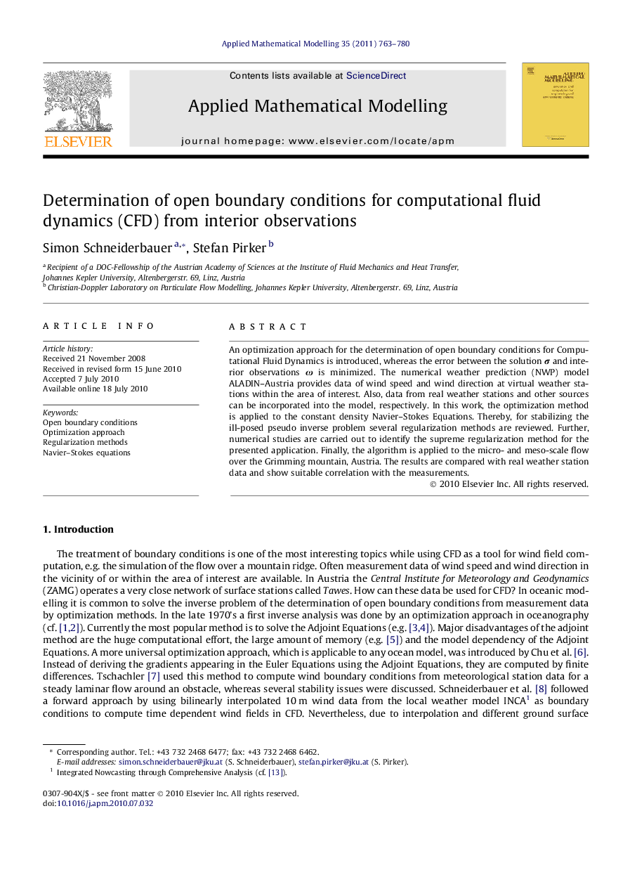 Determination of open boundary conditions for computational fluid dynamics (CFD) from interior observations