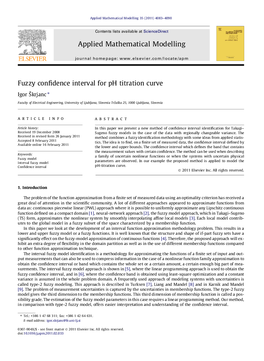 Fuzzy confidence interval for pH titration curve