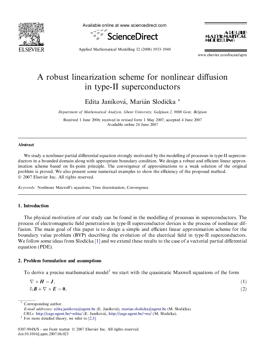 A robust linearization scheme for nonlinear diffusion in type-II superconductors