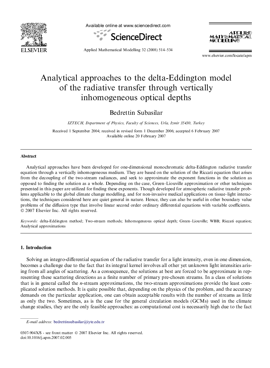 Analytical approaches to the delta-Eddington model of the radiative transfer through vertically inhomogeneous optical depths