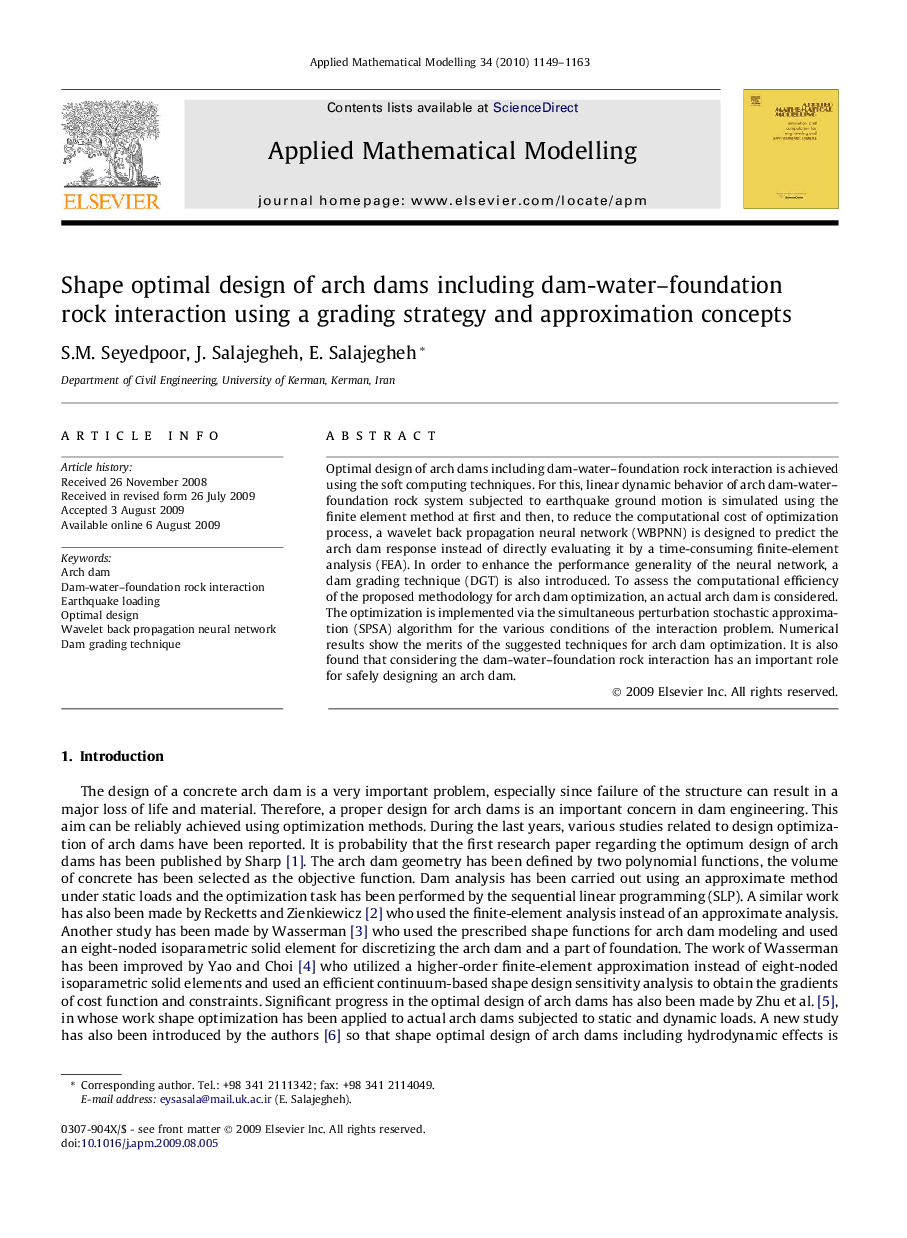 Shape optimal design of arch dams including dam-water–foundation rock interaction using a grading strategy and approximation concepts