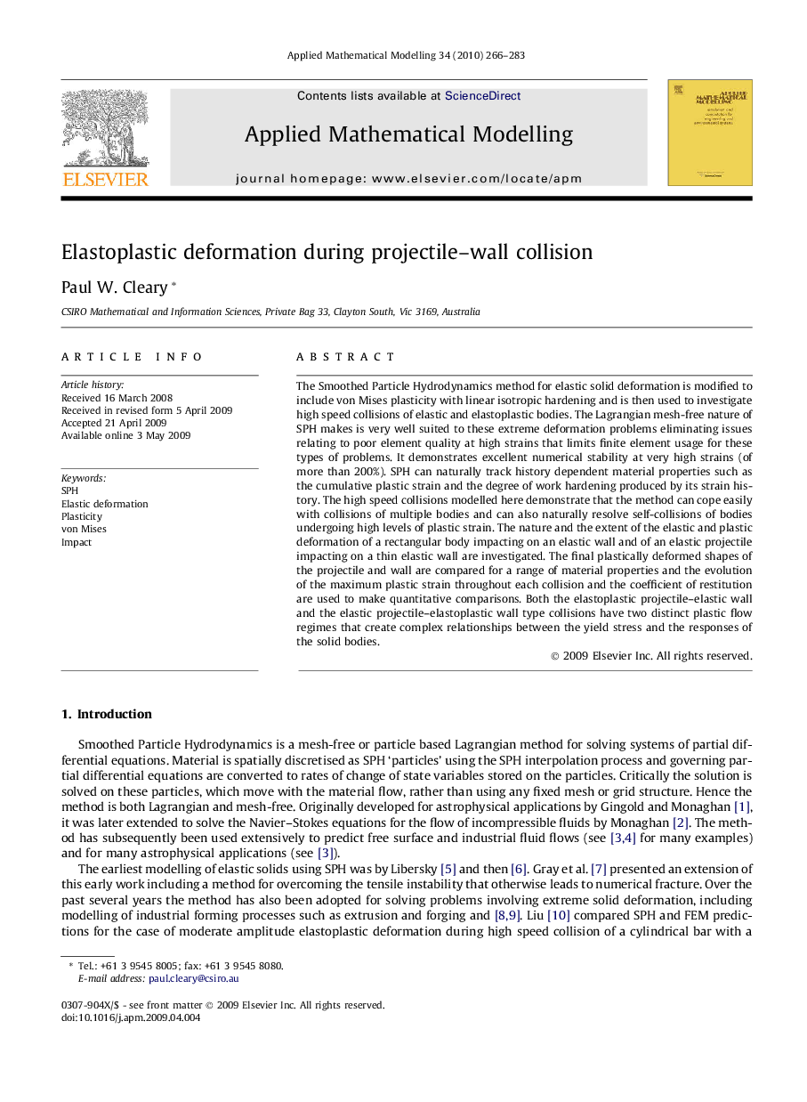 Elastoplastic deformation during projectile–wall collision