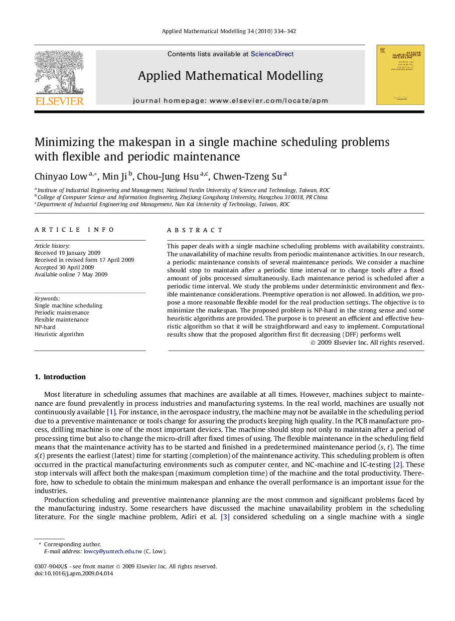 Minimizing the makespan in a single machine scheduling problems with flexible and periodic maintenance