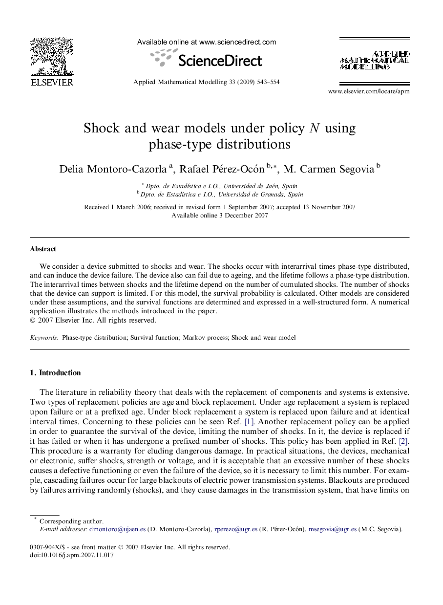 Shock and wear models under policy NN using phase-type distributions