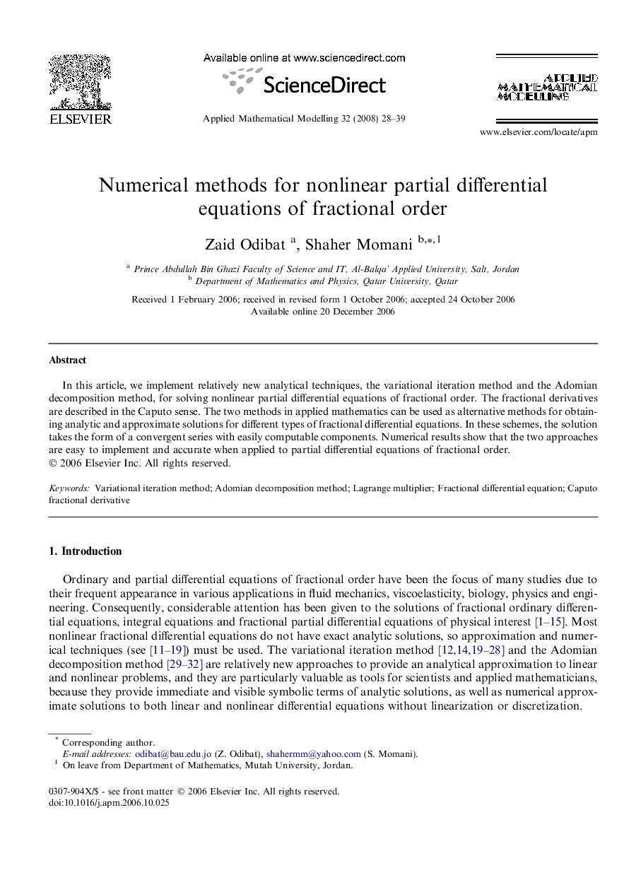 Numerical methods for nonlinear partial differential equations of fractional order