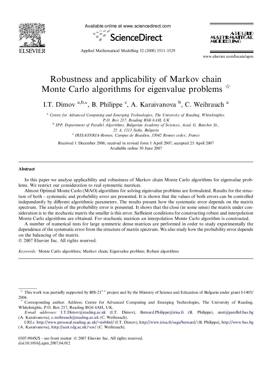 Robustness and applicability of Markov chain Monte Carlo algorithms for eigenvalue problems 