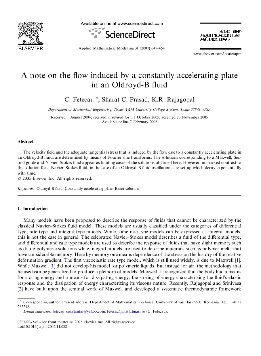 A note on the flow induced by a constantly accelerating plate in an Oldroyd-B fluid