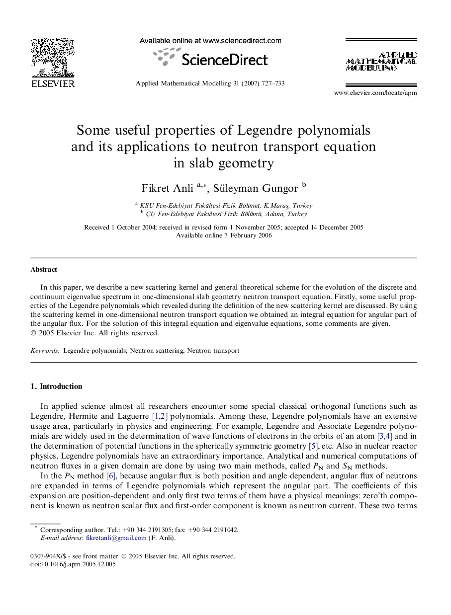 Some useful properties of Legendre polynomials and its applications to neutron transport equation in slab geometry