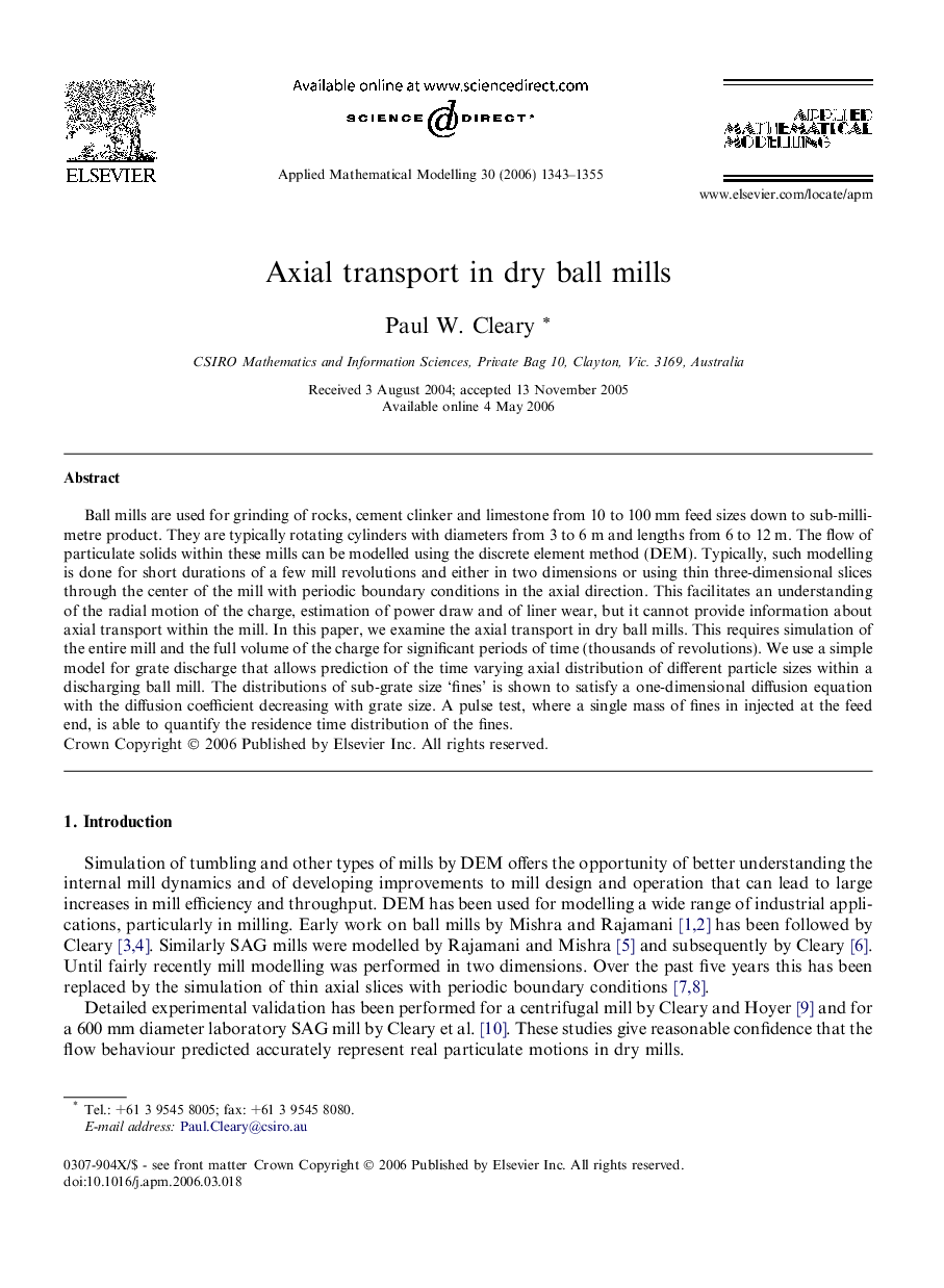 Axial transport in dry ball mills