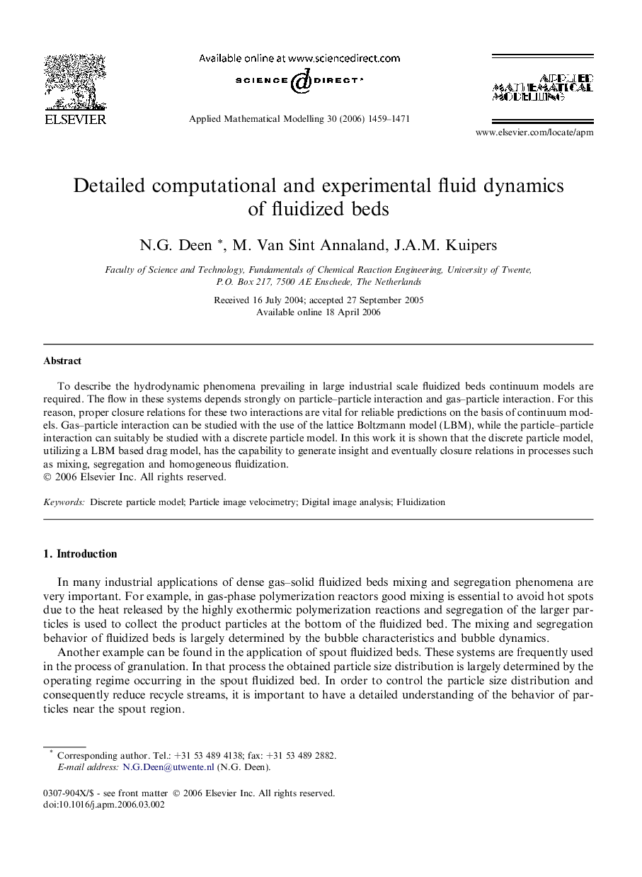 Detailed computational and experimental fluid dynamics of fluidized beds