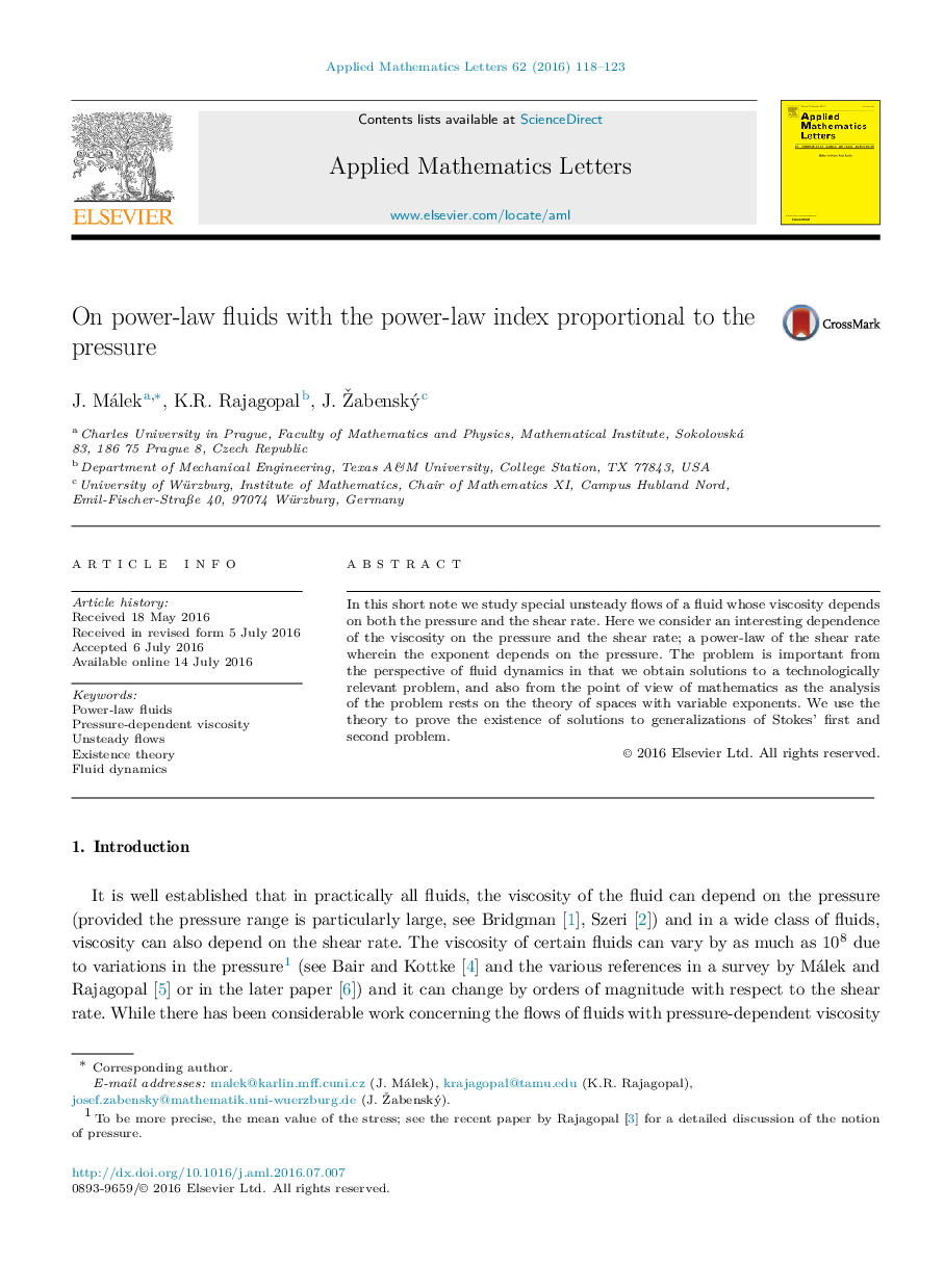 On power-law fluids with the power-law index proportional to the pressure