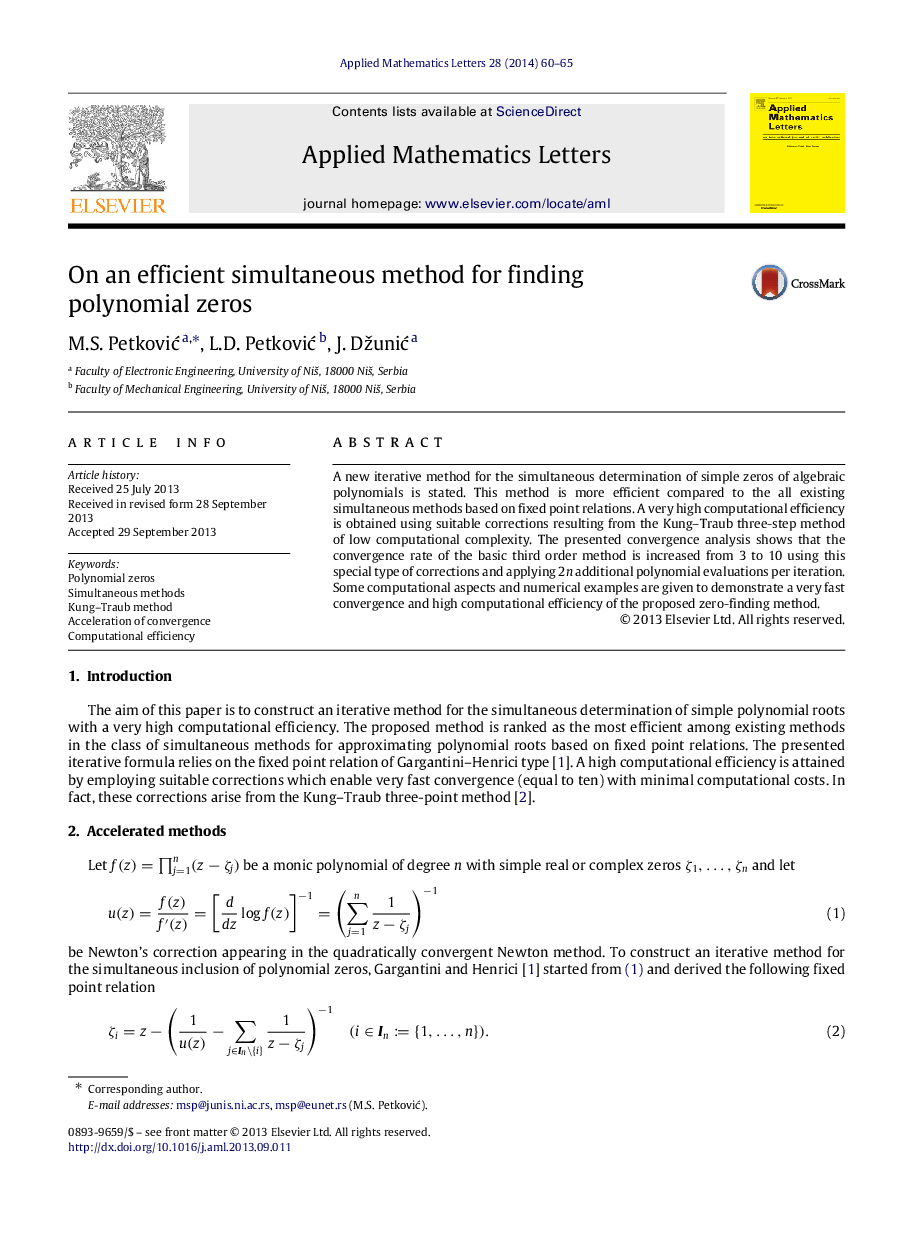 On an efficient simultaneous method for finding polynomial zeros