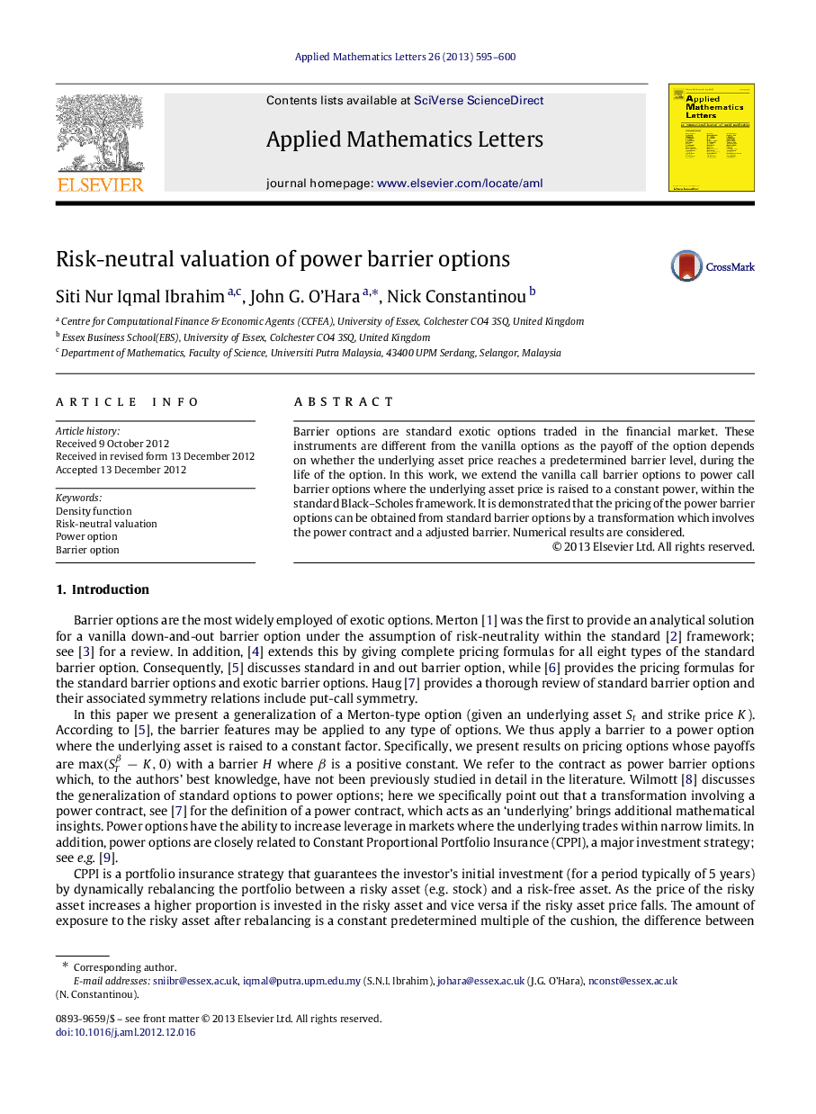 Risk-neutral valuation of power barrier options